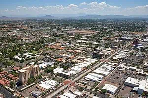 Aerial view of the City of Mesa in Arizona