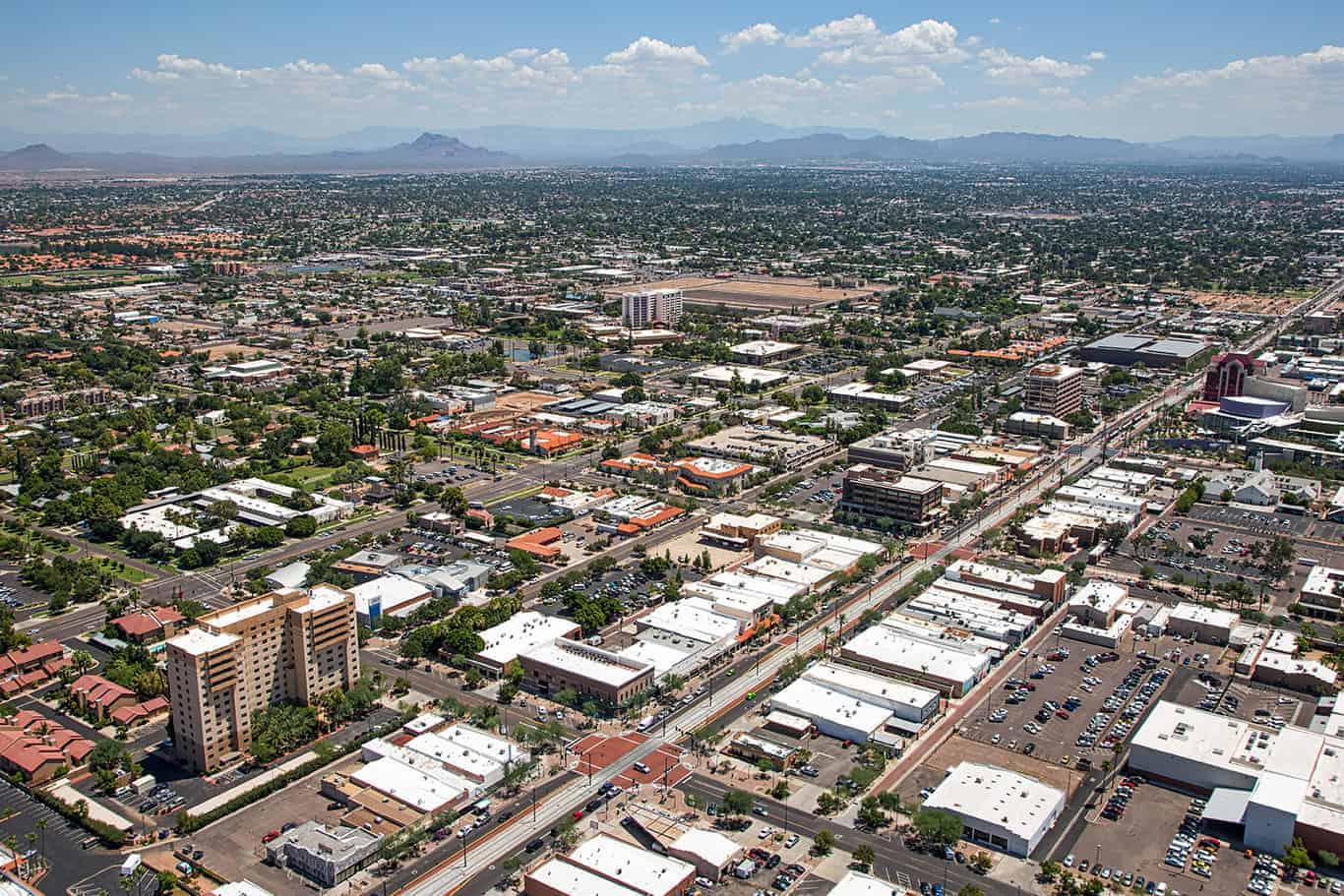 Aerial view of the City of Mesa in Arizona